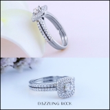 1.50 Carat (ctw) 10K White Gold Round Cubic Zirconia Ladies Bridal Engagement Ring Set 1 1/2 CT