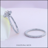 1.50 Carat (ctw) 10K White Gold Round Cubic Zirconia Ladies Bridal Engagement Ring Set 1 1/2 CT