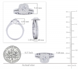 1.50 Carat (ctw) 10K White Gold Round Cubic Zirconia Ladies Bridal Engagement Ring Set 1 1/2 CT