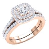 1.50 Carat (ctw) 14K Rose Gold Round Cubic Zirconia Ladies Bridal Engagement Ring Set 1 1/2 CT