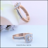 1.50 Carat (ctw) 14K Rose Gold Round Cubic Zirconia Ladies Bridal Engagement Ring Set 1 1/2 CT