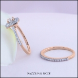 1.50 Carat (ctw) 14K Rose Gold Round Cubic Zirconia Ladies Bridal Engagement Ring Set 1 1/2 CT