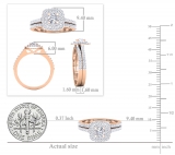 1.50 Carat (ctw) 14K Rose Gold Round Cubic Zirconia Ladies Bridal Engagement Ring Set 1 1/2 CT