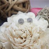 0.45 Carat (ctw) 14K White Gold Round White Diamond Ladies Cluster Stud Earrings 1/2 CT