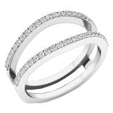 0.30 Carat (ctw) 10K White Gold Round Diamond Ladies Wedding Band Guard Double Ring 1/3 CT