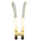 0.30 Carat (ctw) 10K Yellow Gold Round Diamond Ladies Wedding Band Guard Double Ring 1/3 CT