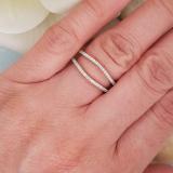 0.30 Carat (ctw) 14K White Gold Round Diamond Ladies Wedding Band Guard Double Ring 1/3 CT