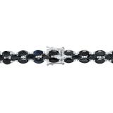 Sterling Silver 7X3.5 MM Marquise Black Sapphire Ladies Tennis Bracelet