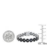 Sterling Silver 7X3.5 MM Marquise Black Sapphire Ladies Tennis Bracelet