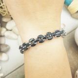 Sterling Silver 7X3.5 MM Marquise Black Sapphire Ladies Tennis Bracelet