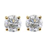 0.10 Carat (ctw) 10K Yellow Gold Round White Diamond Ladies Solitaire Stud Earrings