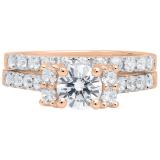 3.00 Carat (ctw) Round Cubic Zirconia Five Stone Ladies Engagement Ring Set 10K Rose Gold