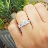 3.00 Carat (ctw) Round Cubic Zirconia Five Stone Ladies Engagement Ring Set 10K White Gold
