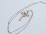0.10 Carat (ctw) 10K Rose Gold Round Diamond Ladies Cross Heart Pendant 1/10 CT (Silver Chain)