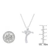 0.10 Carat (ctw) 10K White Gold Round Diamond Ladies Cross Heart Pendant 1/10 CT (Silver Chain)