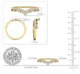 Round White Diamond Beaded Chevron Wedding Band for Women (0.25 ctw, Color I-J, Clarity I2-I3) in 10K Yellow Gold