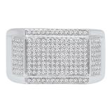 0.80 Carat (Ctw) 10K White Gold Round White Diamond Men's Flashy Hip Hop Pinky Ring