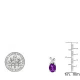 Sterling Silver 6X8 MM Oval Amethyst Ladies Stud Drop Earrings