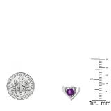 Sterling Silver 4 MM Round Amethyst Ladies Heart Stud Earrings