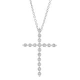 0.15 Carat (ctw) Sterling Silver Round White Diamond Ladies Cross Pendant (Silver Chain Included)