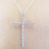 0.15 Carat (ctw) Sterling Silver Round White Diamond Ladies Cross Pendant (Silver Chain Included)