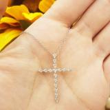 0.15 Carat (ctw) Sterling Silver Round White Diamond Ladies Cross Pendant (Silver Chain Included)