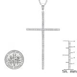 0.90 Carat (ctw) 14K White Gold Round Diamond Ladies Cross Pendant (Silver Chain Included)