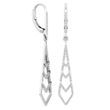 0.35 Carat (ctw) 10K White Gold Round Diamond Ladies Kite Shape Dangling Drop Earrings 1/3 CT