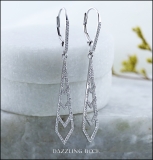 0.35 Carat (ctw) 10K White Gold Round Diamond Ladies Kite Shape Dangling Drop Earrings 1/3 CT
