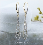 0.35 Carat (ctw) 14K Yellow Gold Round Diamond Ladies Kite Shape Dangling Drop Earrings 1/3 CT