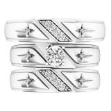 0.20 Carat (ctw) 10K White Gold Round White Diamond Men & Women's Ring Trio Set 1/5 CT