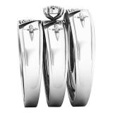 0.20 Carat (ctw) 10K White Gold Round White Diamond Men & Women's Ring Trio Set 1/5 CT