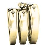 0.20 Carat (ctw) 10K Yellow Gold Round White Diamond Men & Women's Ring Trio Set 1/5 CT