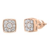 0.40 Carat (ctw) 10K Rose Gold Round White Diamond Ladies Cluster Stud Earrings