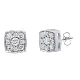 0.40 Carat (ctw) 10K White Gold Round White Diamond Ladies Cluster Stud Earrings