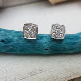 0.40 Carat (ctw) 10K White Gold Round White Diamond Ladies Cluster Stud Earrings