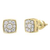 0.40 Carat (ctw) 10K Yellow Gold Round White Diamond Ladies Cluster Stud Earrings