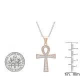 0.50 Carat (ctw) 18K Rose Gold Round Diamond Ankh Cross Pendant 1/2 CT (Silver Chain Included)