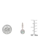 10K Rose Gold 7X5 MM Each Oval Aquamarine & Round Diamond Ladies Drop Earrings