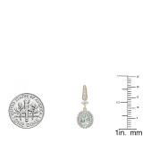 14K Yellow Gold 7X5 MM Each Oval Aquamarine & Round Diamond Ladies Drop Earrings