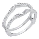 0.25 Carat (ctw) 10K White Gold Round Diamond Ladies Wedding Band Guard Double Ring 1/4 CT