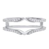 0.25 Carat (ctw) 10K White Gold Round Diamond Ladies Wedding Band Guard Double Ring 1/4 CT