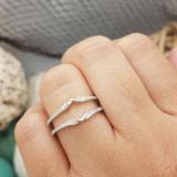 0.25 Carat (ctw) 10K White Gold Round Diamond Ladies Wedding Band Guard Double Ring 1/4 CT