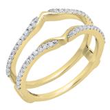 0.25 Carat (ctw) 10K Yellow Gold Round Diamond Ladies Wedding Band Guard Double Ring 1/4 CT