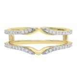 0.25 Carat (ctw) 10K Yellow Gold Round Diamond Ladies Wedding Band Guard Double Ring 1/4 CT