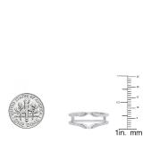 0.25 Carat (ctw) 14K White Gold Round Diamond Ladies Wedding Band Guard Double Ring 1/4 CT