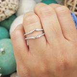 0.25 Carat (ctw) 14K White Gold Round Diamond Ladies Wedding Band Guard Double Ring 1/4 CT