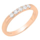 0.30 Carat (ctw) 10K Rose Gold Rose Diamond Ladies Anniversary Wedding Band 1/3 CT