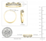 Round White Diamond Princess Tiara Wedding Band for Women (0.10 ctw, Color I-J, Clarity I2-I3) in 10K Yellow Gold