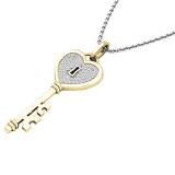 0.20 Carat (ctw) 18K Yellow Gold Round Diamond Heart Key Pendant 1/5 CT (Silver Chain Included)